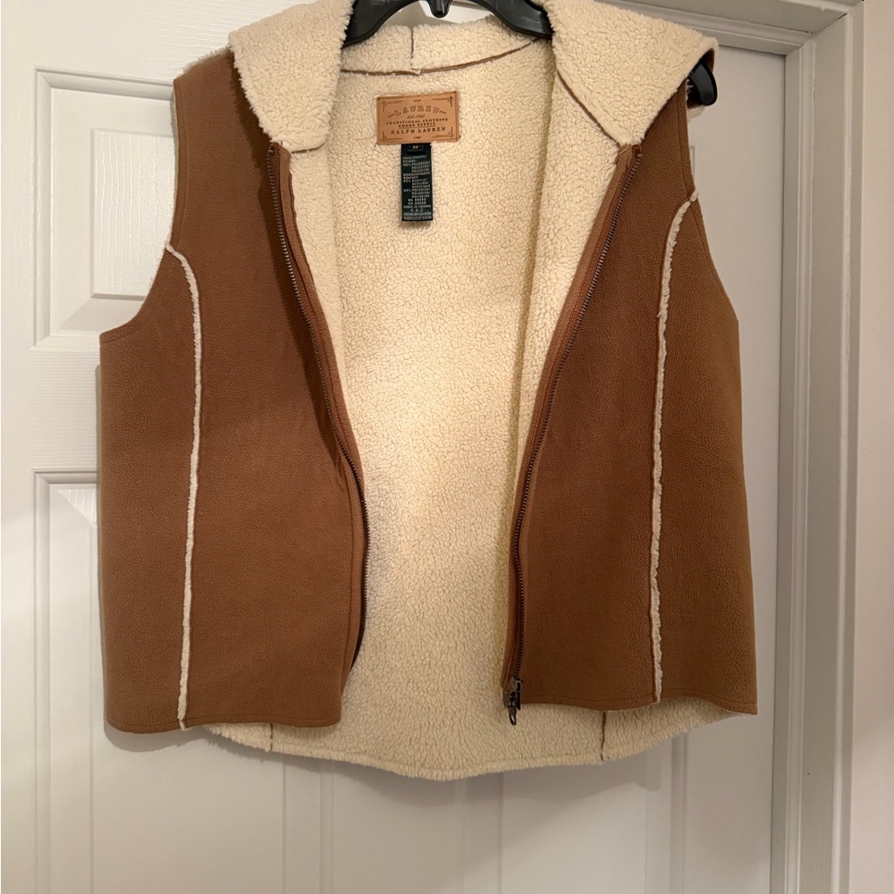 Ralph Lauren Faux Suede vest lined with Cream Sherpa